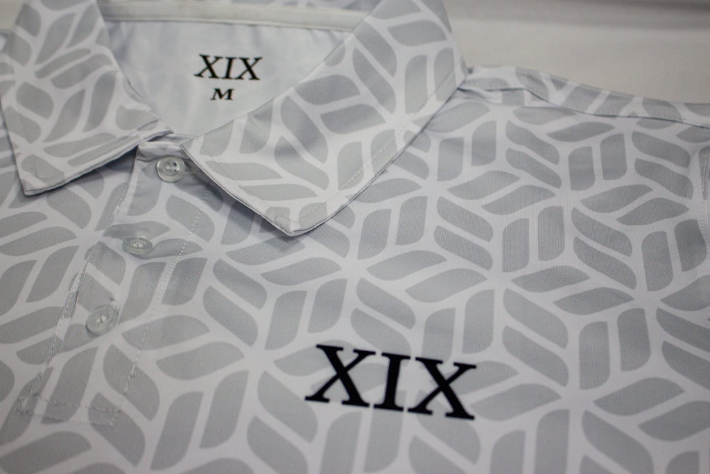 White Geometric Polo