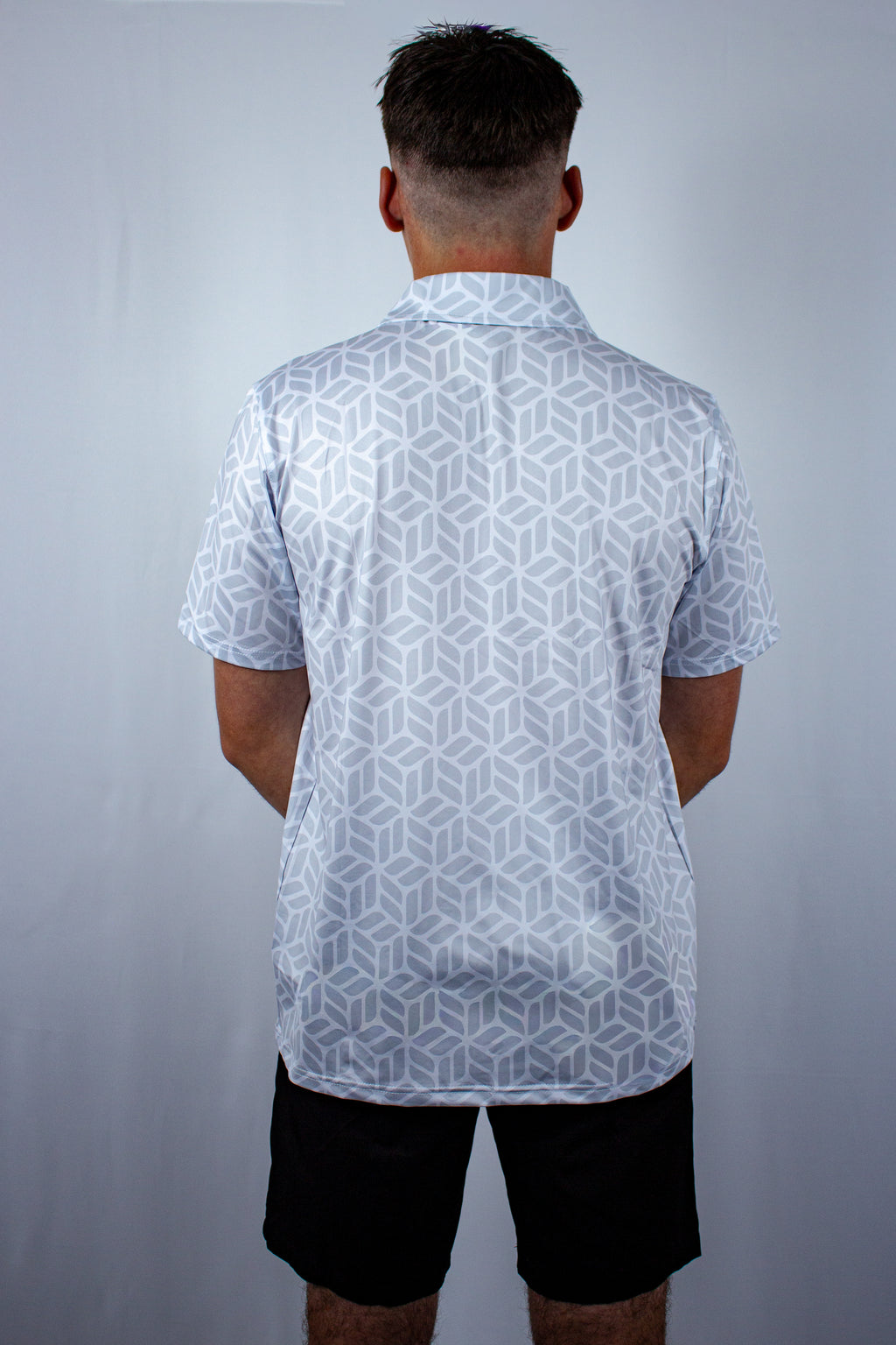 White Geometric Polo