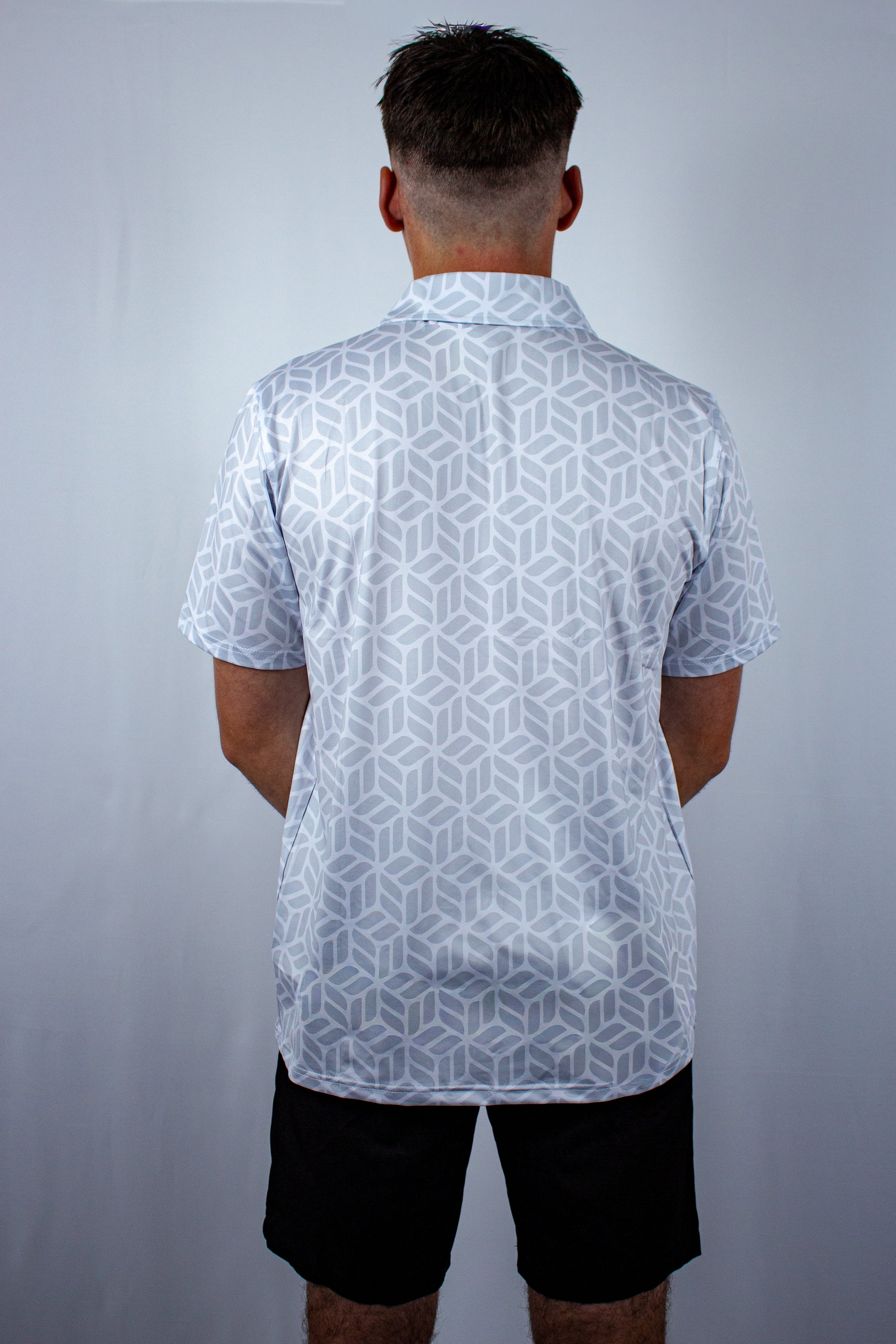 White Geometric Polo